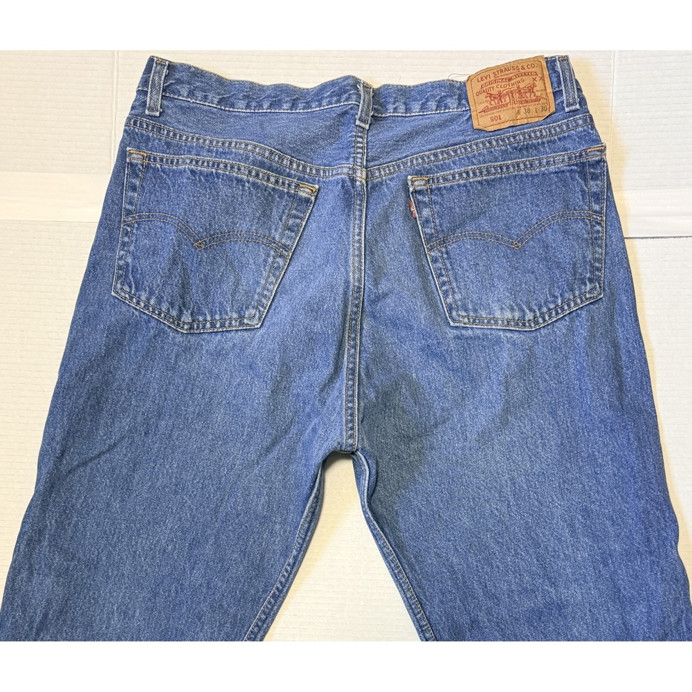 Levi's 501 - Men's Vintage 1992 Jeans - USA Button Fly Straight Leg Denim- 38x30